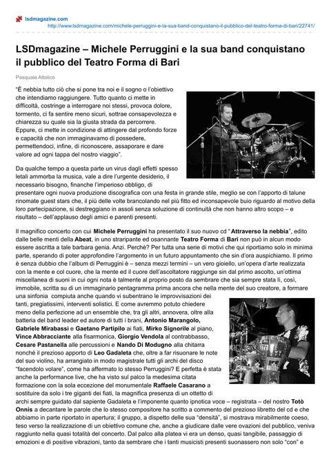 LSD Magazine – Pasquale Attolico, live al Teatro Forma di Bari